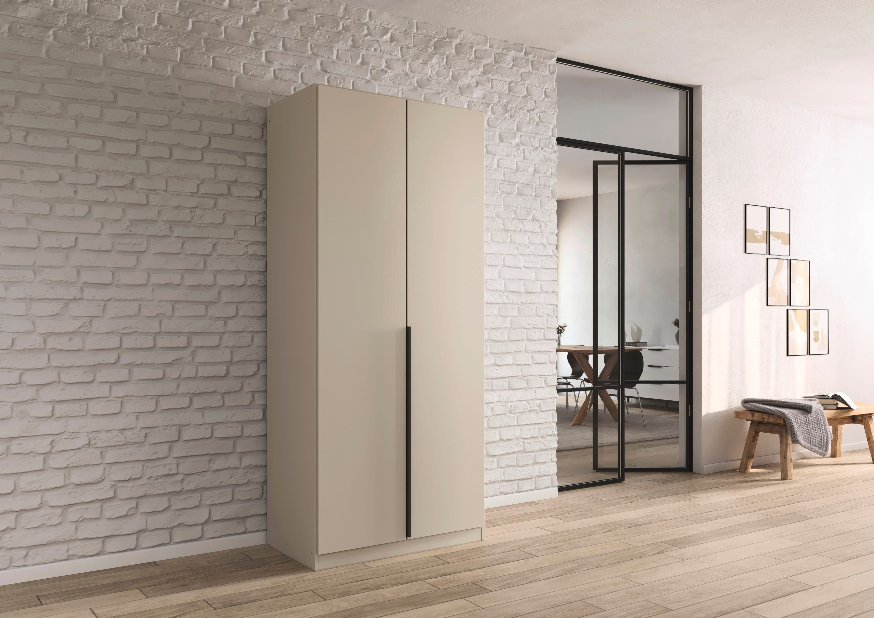 OTTO home Drehtürenschrank Kleiderschrank Schrank Garderobe AGORDO Schlafzimmer (in zwei Griff-Farben, Breiten 91-405 cm, Dekor- oder Hochglanzfront) durchdachte Innenausstattung, in 8 Breiten und 2 Höhen MADE IN GERMANY