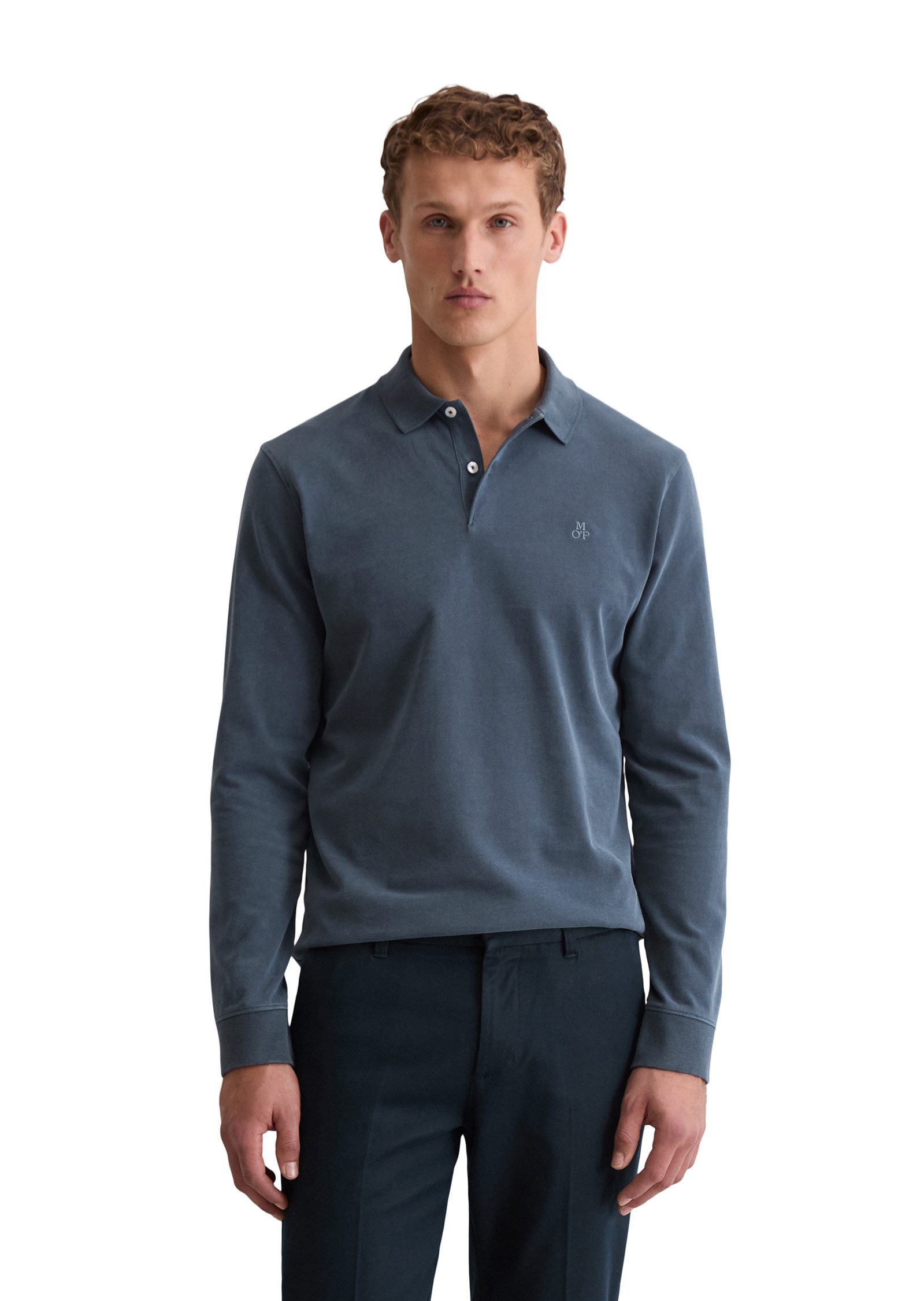 Marc O'Polo Langarm-Poloshirt aus soft-touch Bio-Baumwoll-Jersey