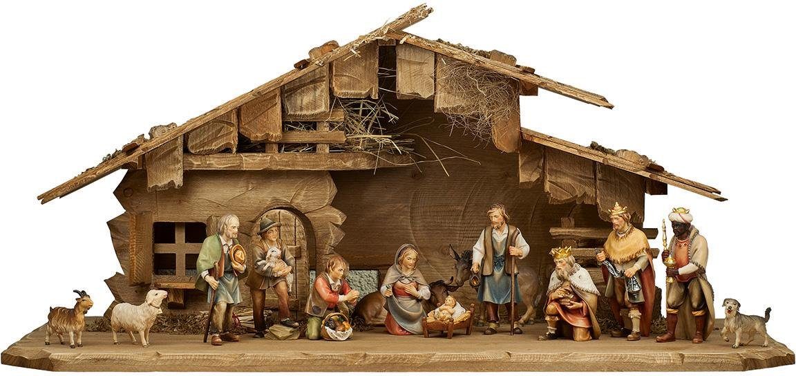 ULPE WOODART Familie, Hl. 3 Handarbeit, Weihnachtsdeko hochwertige (Set, St), Holzschnitzkunst Krippenfigur
