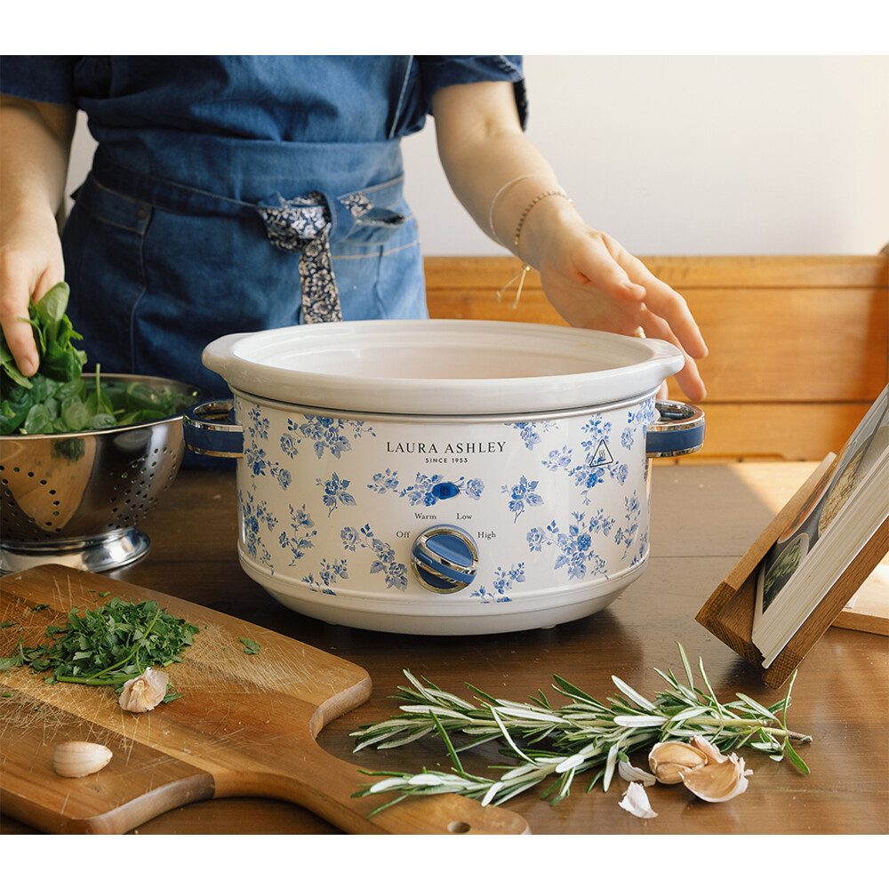 VQ Schongarer Laura Ashley Slow Cooker Schongarer 28cm für 3,5L Weiß – China Rose, 200.00 W