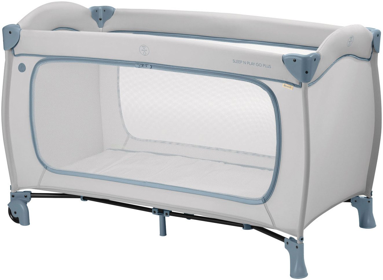 Hauck Baby-Reisebett Sleep N Play Go Plus, Dusty Blue, mit integrierten Räd günstig online kaufen