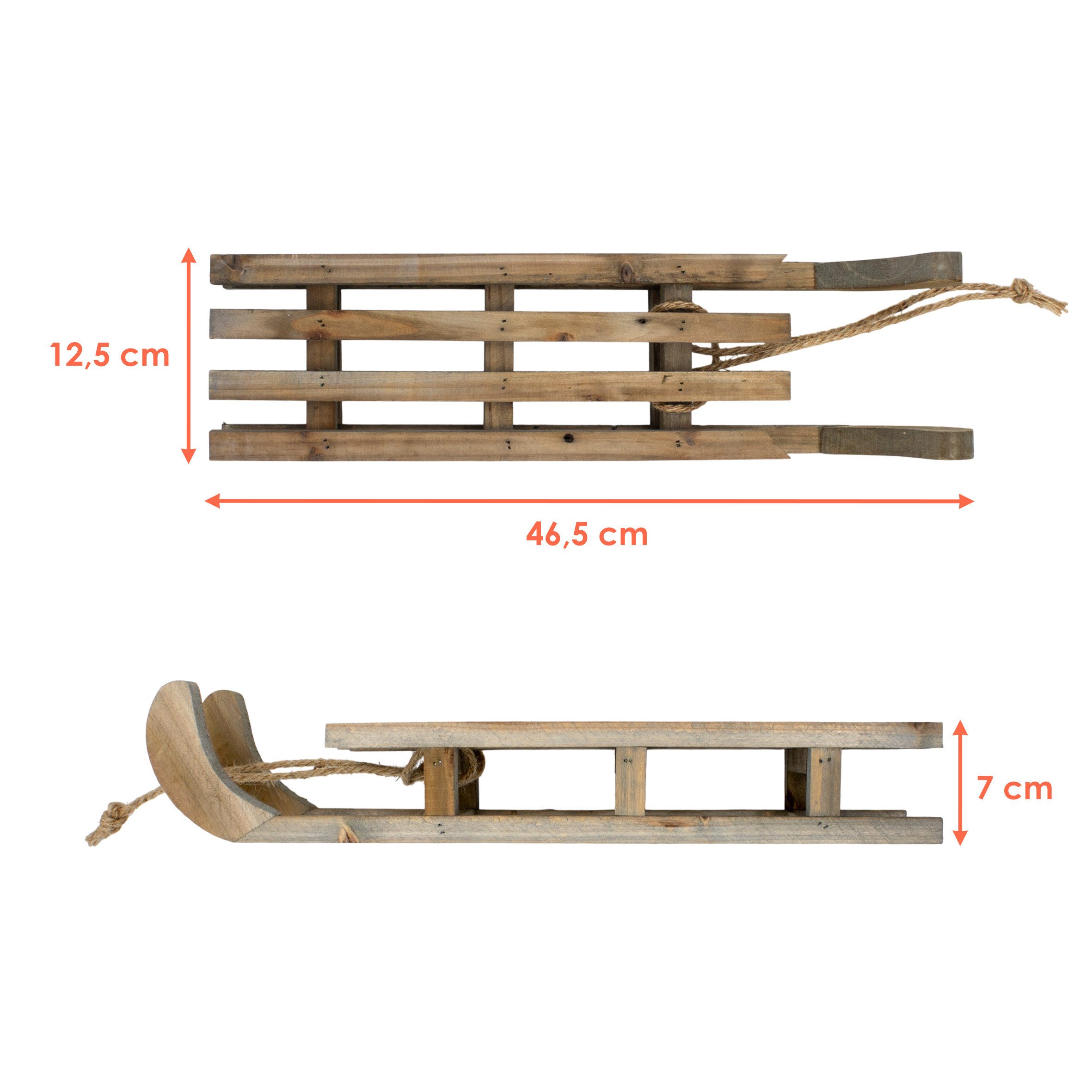 Spetebo Dekofigur Dekoschlitten aus Holz natur mit Seil - 46 x 12 cm (Anzah günstig online kaufen