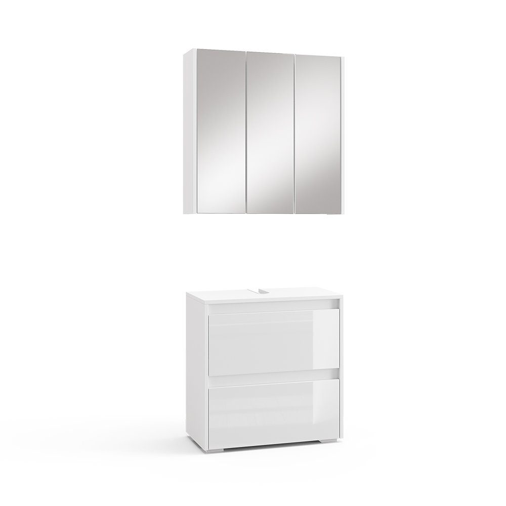 Vicco Badmöbel-Set Majest, Weiß/Weiß Hochglanz, 2 günstig online kaufen