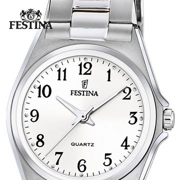 Festina Quarzuhr Festina Damenuhr Klassik, Damen Armbanduhr rund, Edelstahlarmband silber, Casual