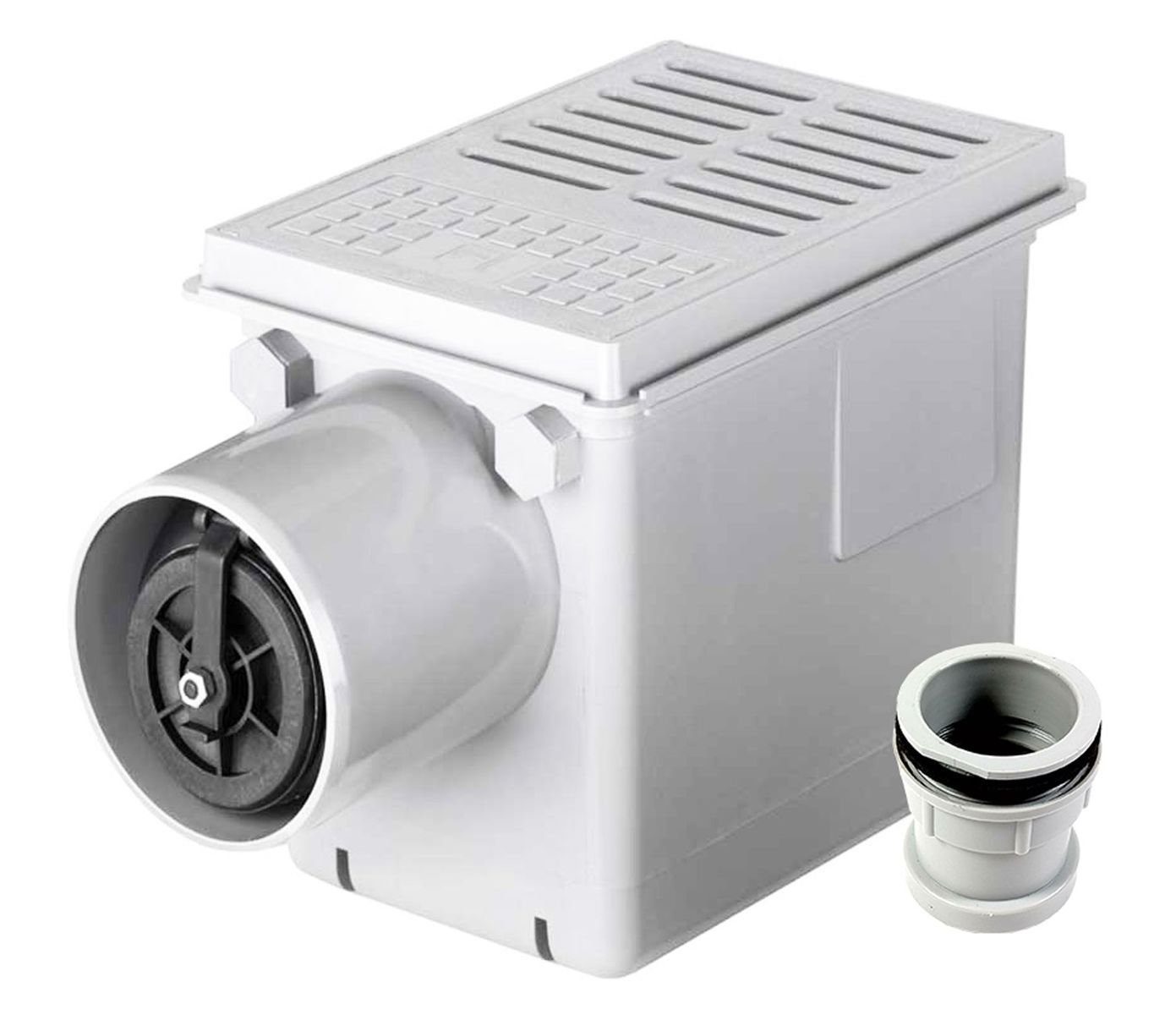 RUG Haus- und Hofablauf DN110 Kellerablauf mit Rückstauverschluss + Zulaufstutzen