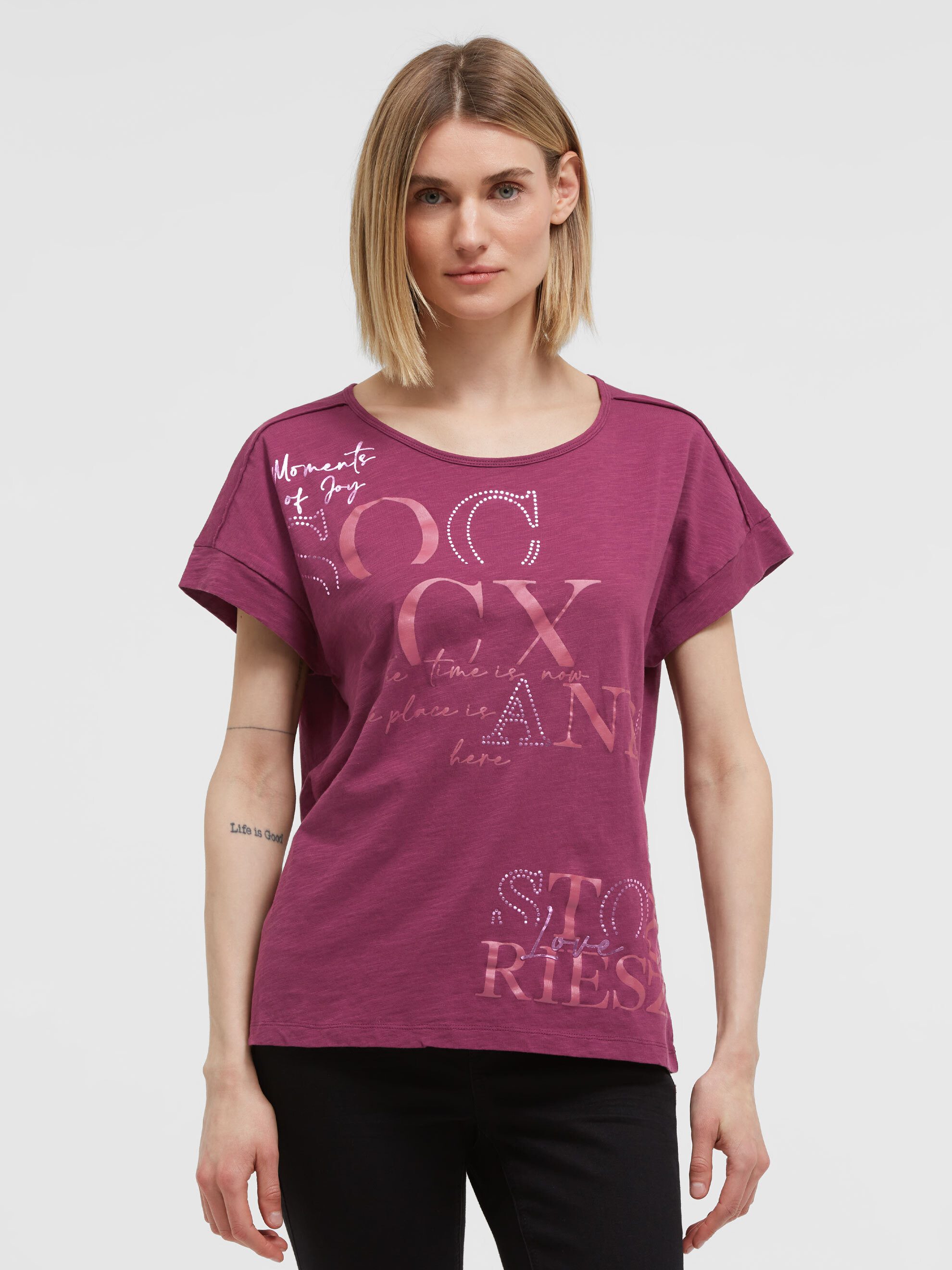 SOCCX Rundhalsshirt mit überschnittener Schulter