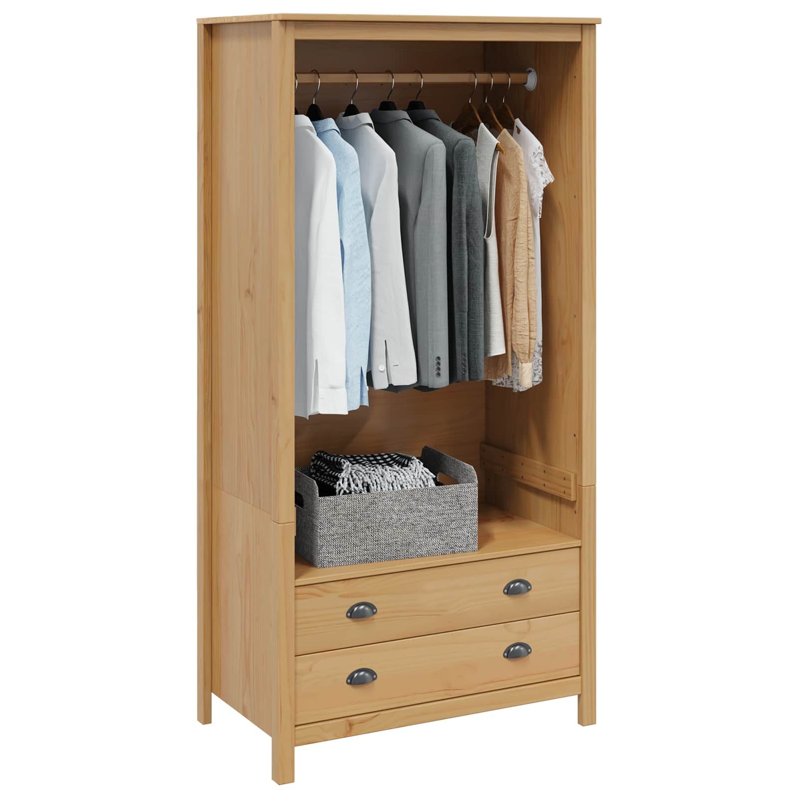 vidaXL Kleiderschrank Kleiderschrank mit Schubladen HILL Honigbraun 84 x 50 x 170 cm (1-St)