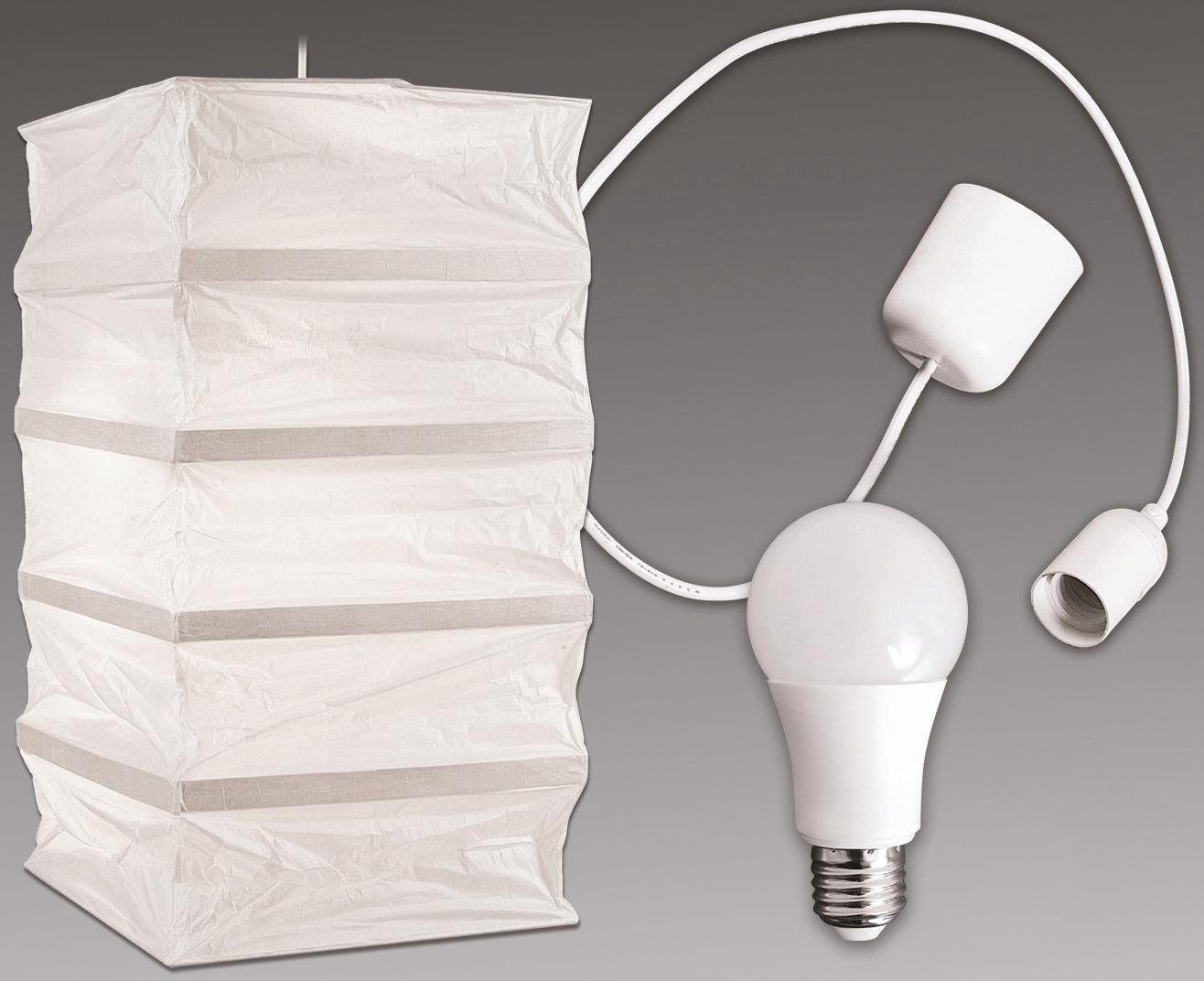näve LED Pendelleuchte PAPER, LED wechselbar, LED Papier-Pendelleuchte, incl.1xE27/10W LED,weiß,nicht dimmbar