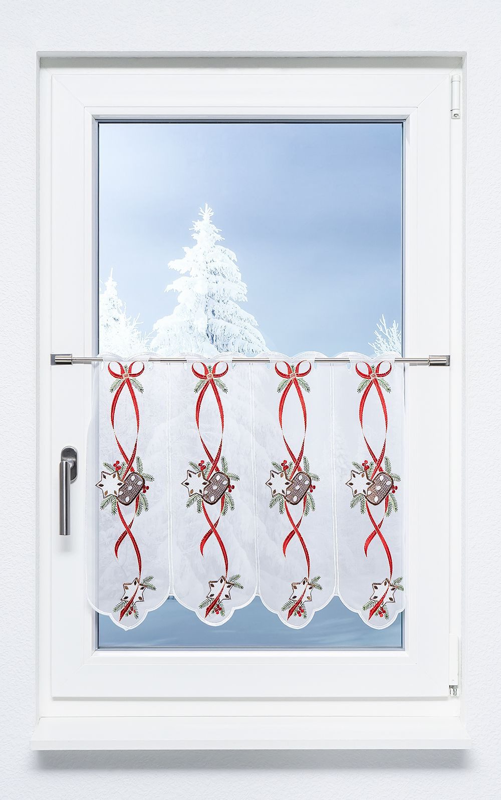 Plauener Spitze® Scheibengardine Lebkuchen (1 St), transparent, HxB 49x48.6cm