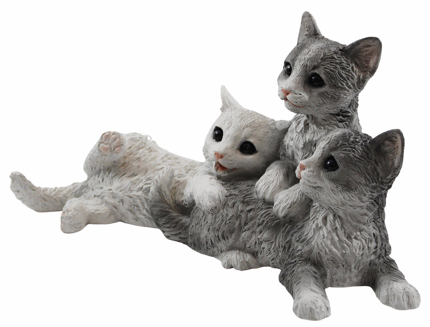 Kollektion Resin junge Castagna drei sitzend Dekofigur Katze liegend Tierfigur Katzenfigur Castagna 19cm aus Kätzchen H