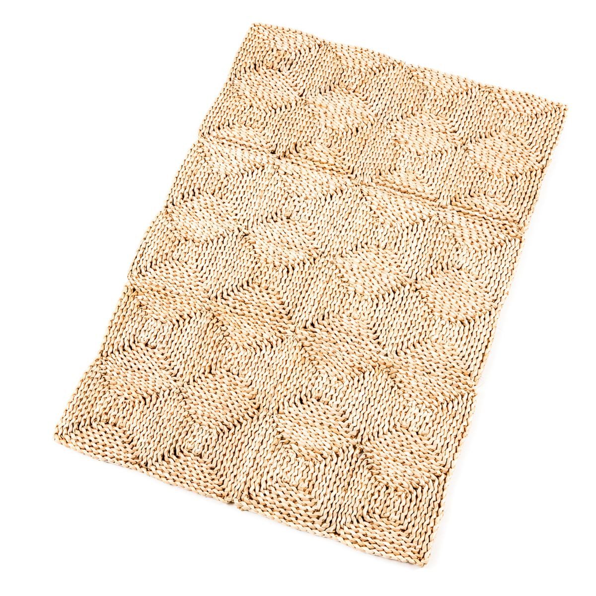 NaDeco Teppich Strohteppich 60cm x 90cm mit 4 Karos Maisstrohteppich Natur