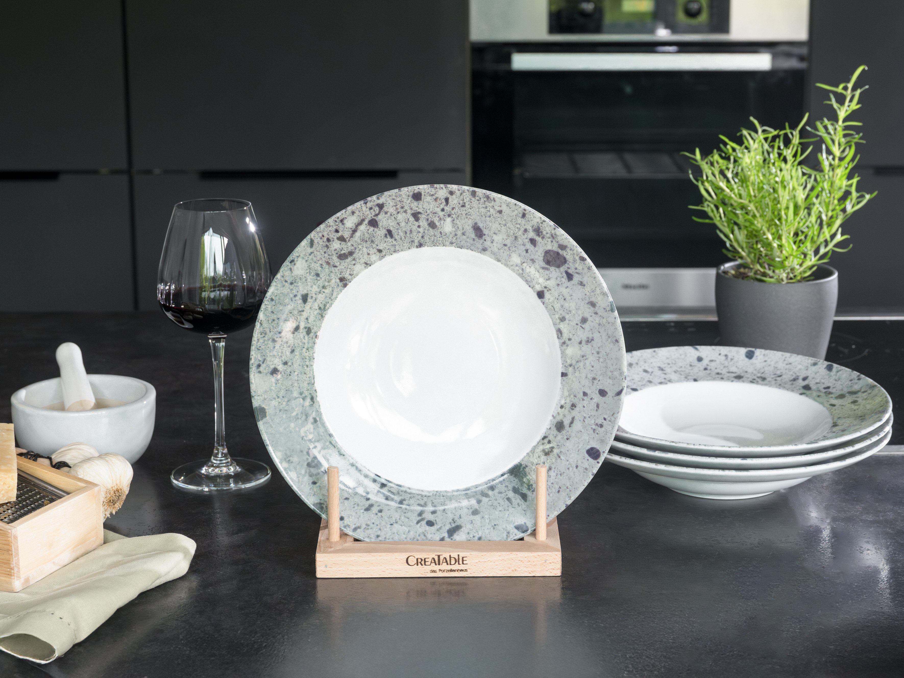 CreaTable Pastateller Stone Collection Florenz, Teller Set, 4-tlg., (4 St), Italienische Eleganz, Vielseitig einsetzbar