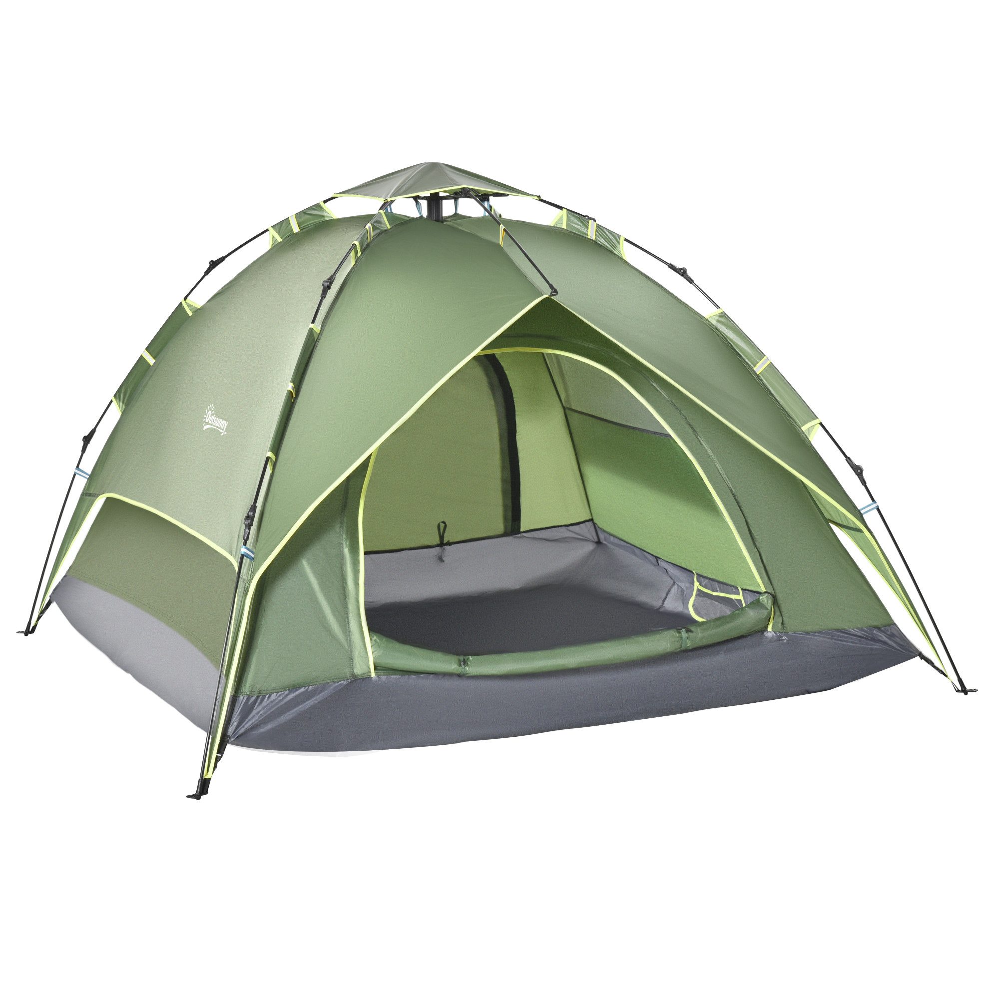 furnicato Gruppenzelt Quick-Up Campingzelt 3 Personen 210x210x140 cm Dunkelgrün, (1 tlg), Zelt mit Zusatzdach und 2 gegenüberliegenden Eingängen samt Tasche