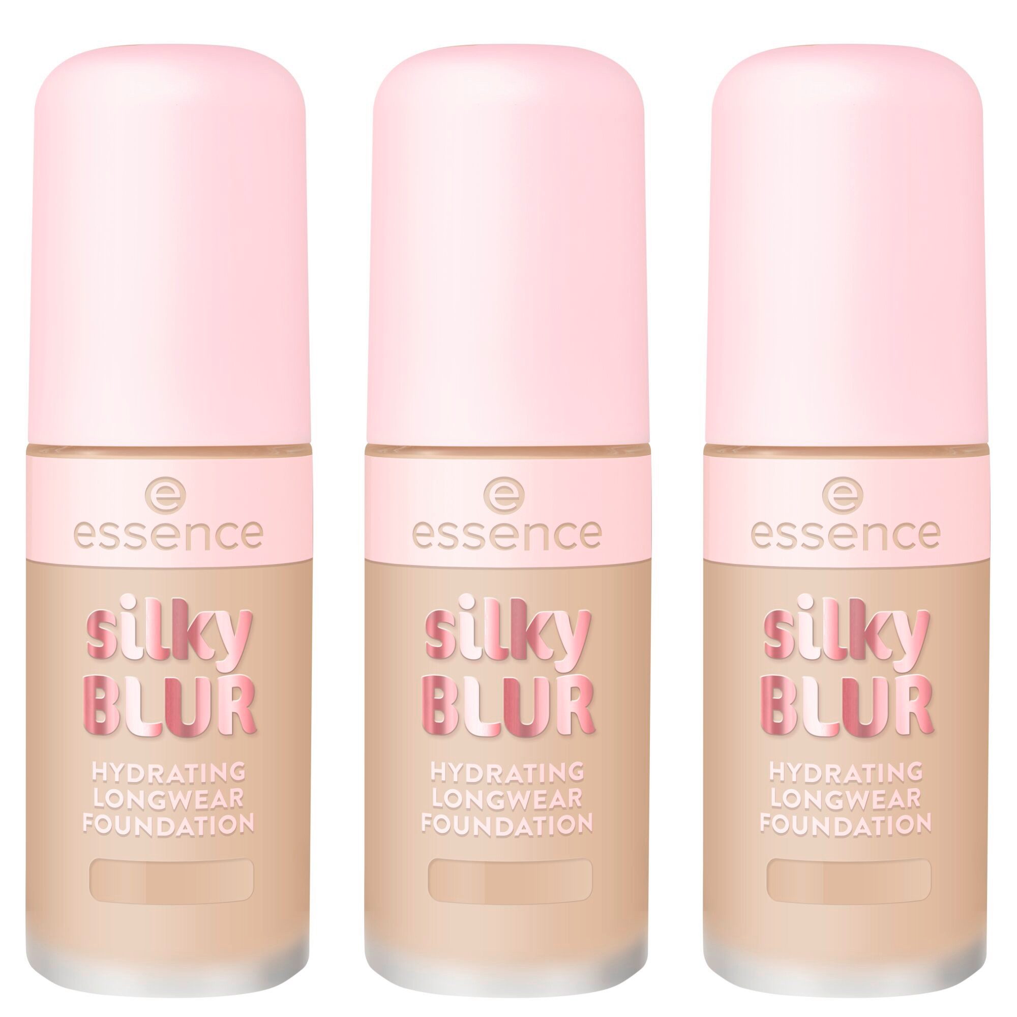 Essence Foundation SILKY BLUR HYDRATING LONGWEAR FOUNDATION, 3-tlg.