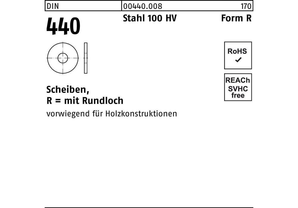 Unterlegscheiben DIN440 ISO7094 Edelstahl A2   R 9,9 x 28 x 3 mm für M8 10 ST 