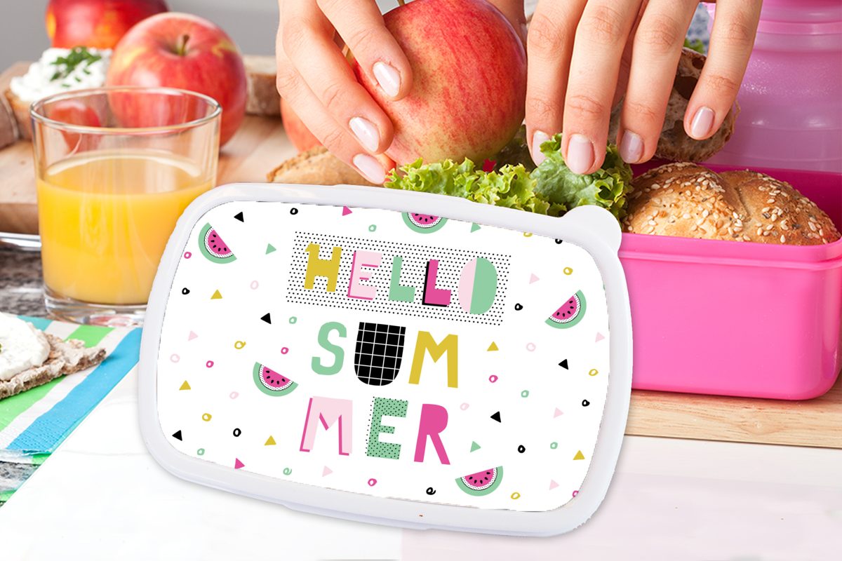 Kunststoff, Kinder, für - Snackbox, Mädchen, - Sommer Brotdose Zitate Erwachsene, rosa Lunchbox Dekorationen, Brotbox MuchoWow (2-tlg), Kunststoff