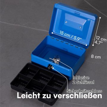H&S Organizer H&S Geldkassette 6" Stahl Geldkassette mit Schloss 2 Schlüssel - Blau