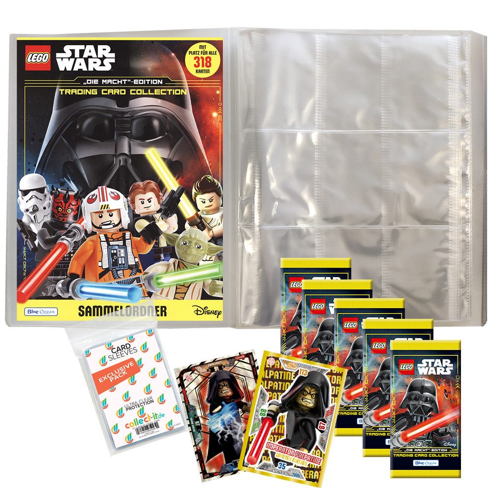 Star Wars Sammelkarte LEGO Star Wars Serie 4 Karten 1 Leere Mappe + 5 Booster + Hüllen