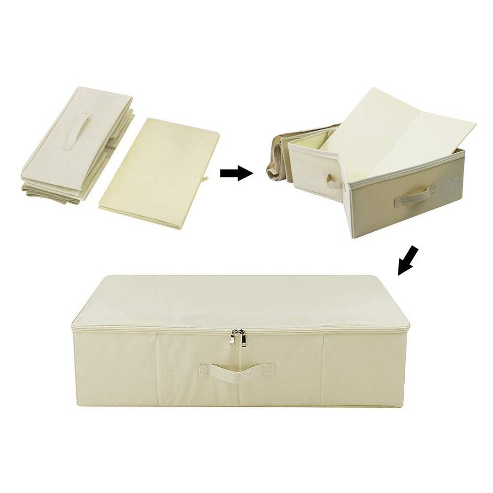 FELIXLEO Unterbettkommode Aufbewahrungsbox Fabric Deckel Organizer Folding mit Under Bed
