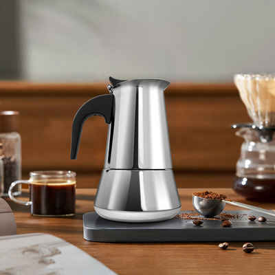 Masbekte Espressokocher Espressokocher, 100ml Kaffeekanne, Espressokanne aus Edelstahl, Kaffeebereiter, Kaffeekocher, 2 Tassen