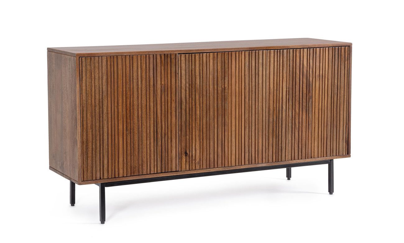 Feeling4Home Sideboard Tadita aus Mangoholz, 140 cm, Push-to-Open-System, Mit Stellschrauben