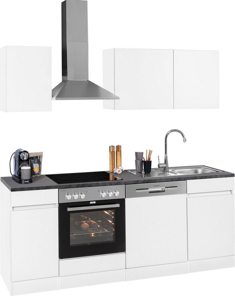 OPTIFIT Küchenzeile Roth, ohne E-Geräte, Breite 210 cm, Oberschränke mit  Push-to-open-Funktion