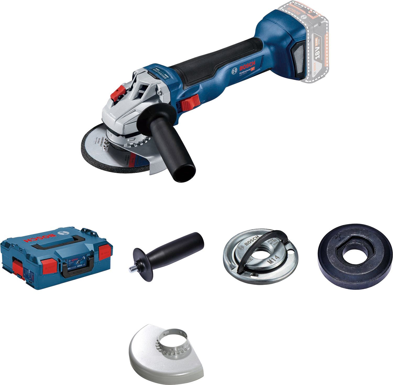 Bosch Professional Akku-Winkelschleifer GWS 18V-10 Professional, verbesserte Leistungsfähigkeit, ohne Akku und Ladegerät