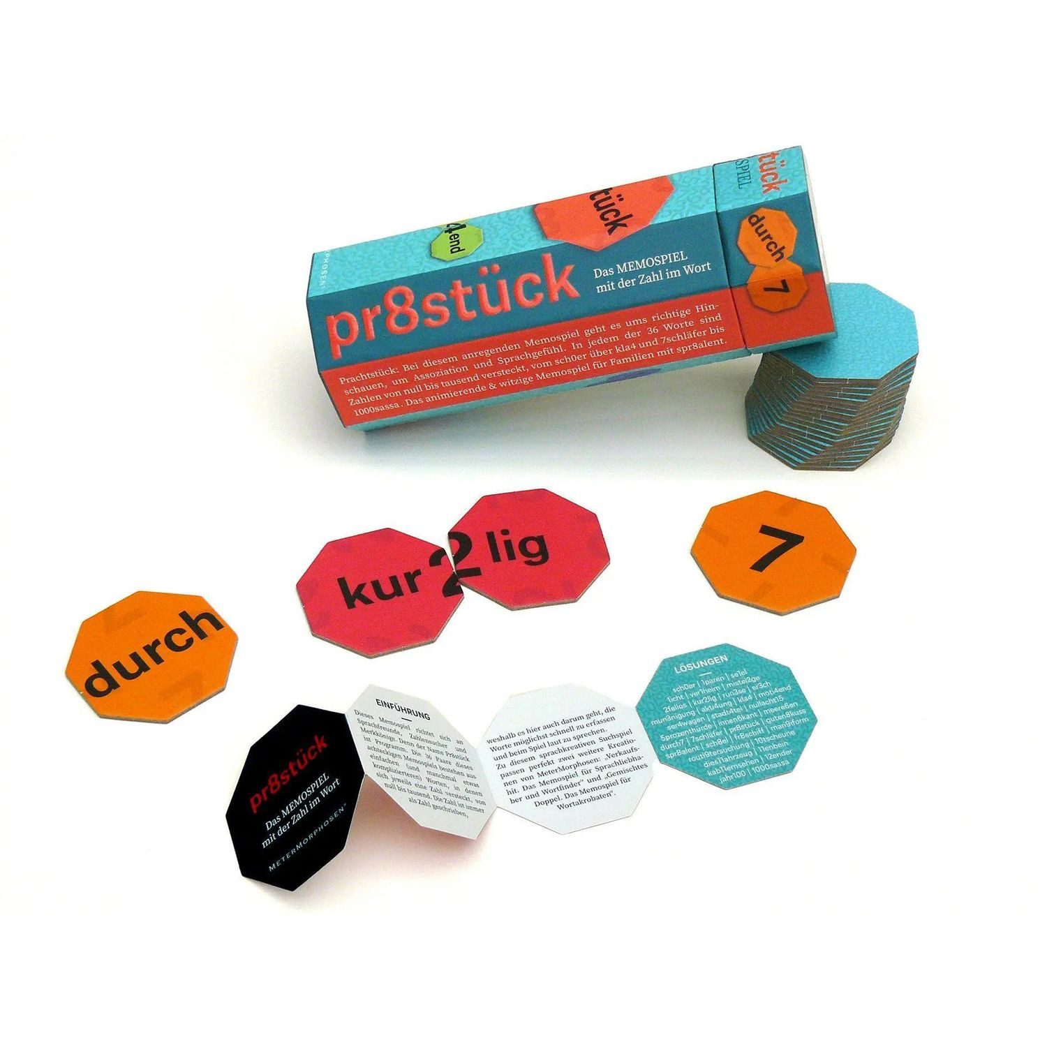 Metermorphosen Spiel Prachtstück /Pr8stück. Das Memospiel mit der Zahl im Wort
