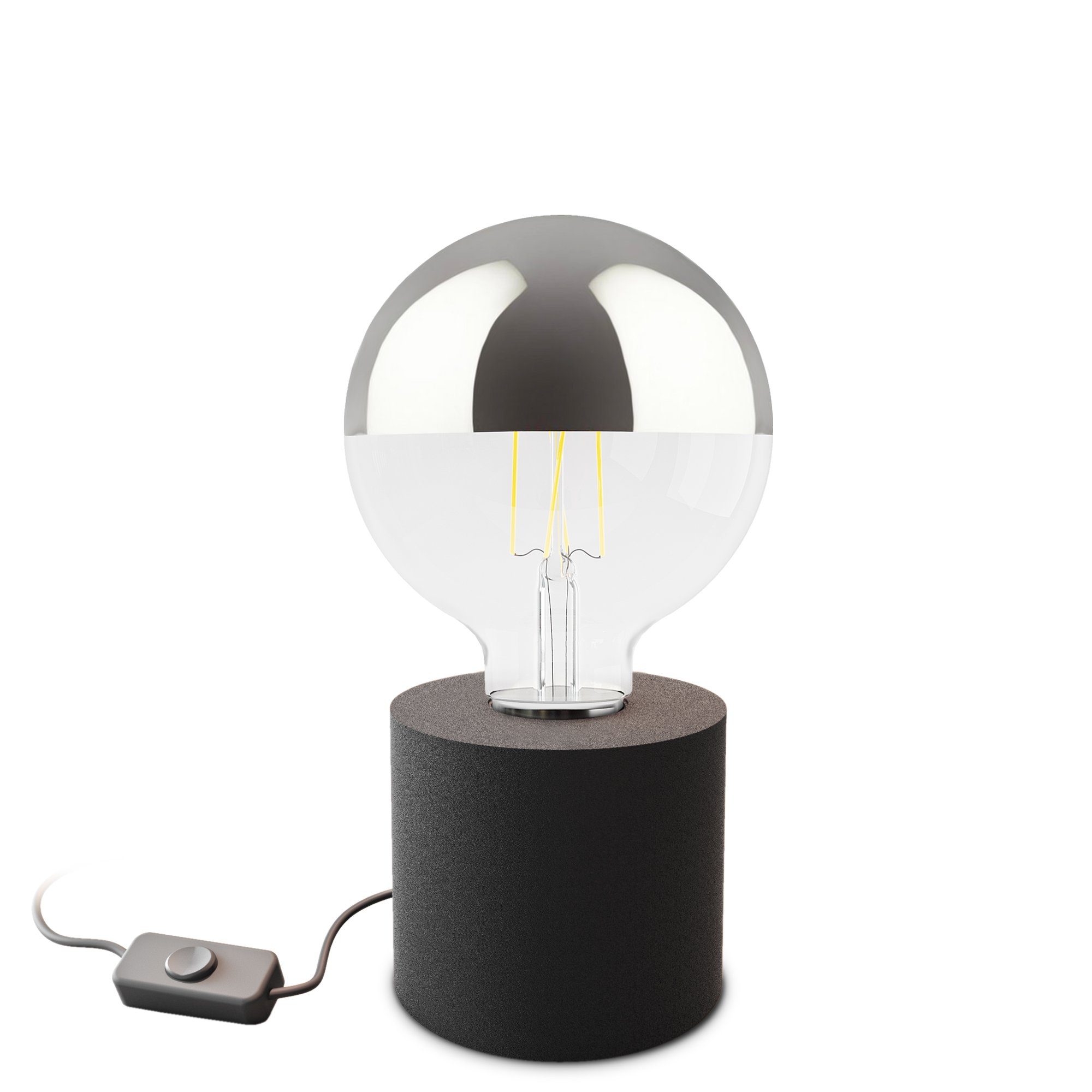 NAMBI schwarz Globe, mit LED Warmweiß Tischleuchte Design E27 LED Spiegelkopf Bilderleuchte SSC-LUXon