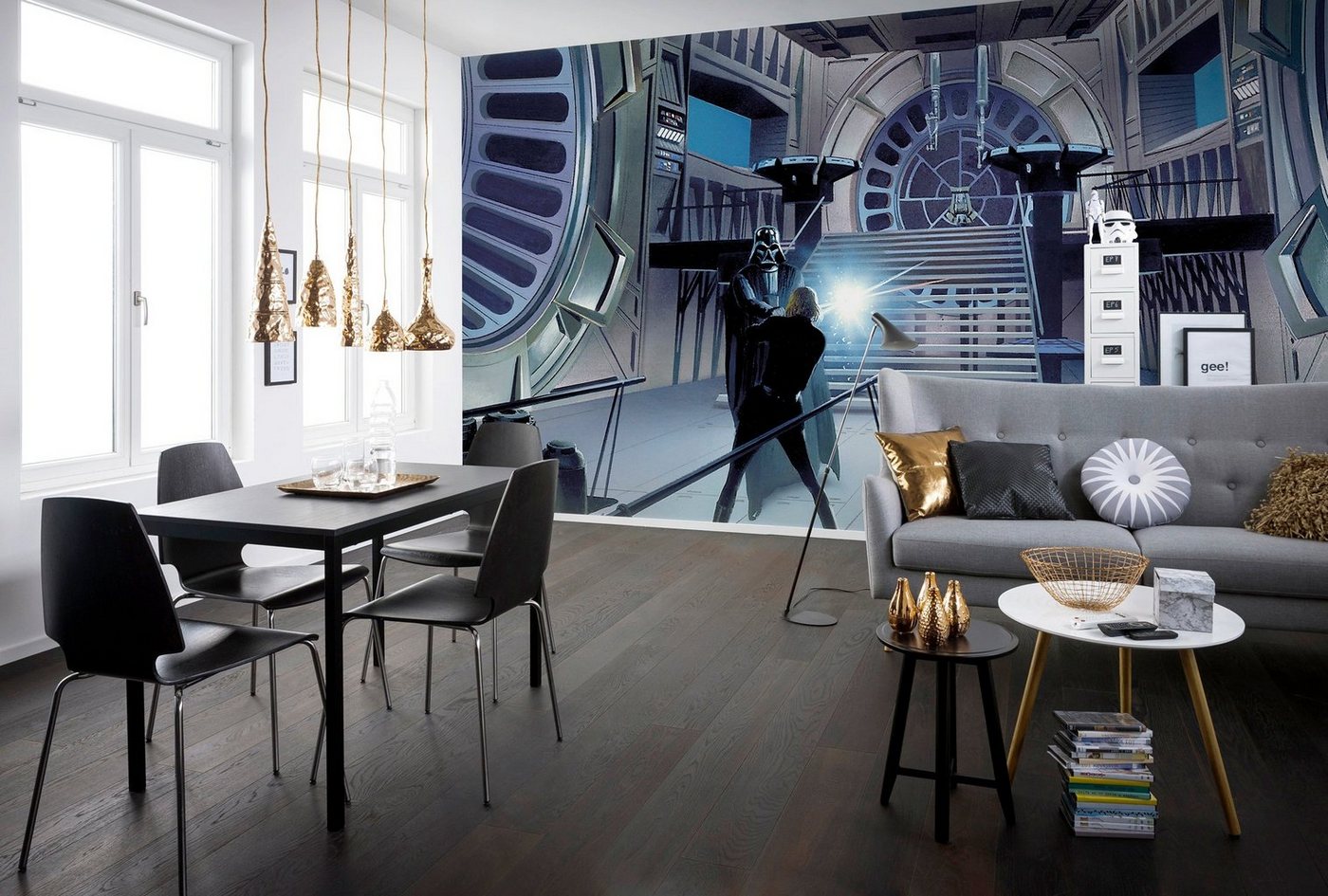 Komar Fototapete »Star Wars Classic RMQ Duell Throneroom«, glatt, futuristisch, mehrfarbig, Weltall, (Packung)-HomeTrends