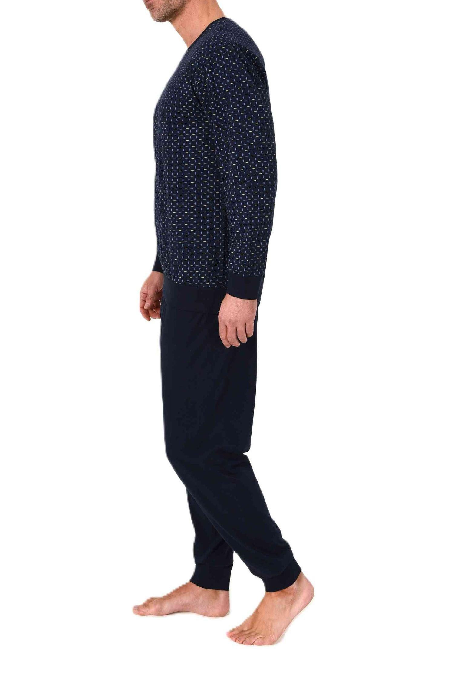 Normann Pyjama Normann Herren Schlafanzug lang mit Bündchen in Minimal Prin günstig online kaufen