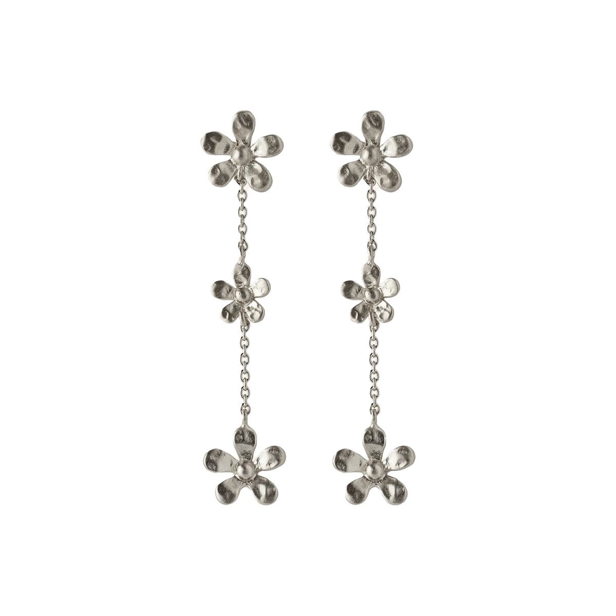 Pernille Corydon Paar Ohrhänger Damen Silber - Wild Poppy Ohrkette in Blumenform 4,8 cm, Silber 925, 18 Karat Vergoldet