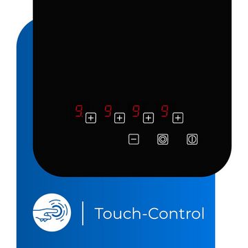 exquisit Elektro-Kochfeld EKC801-5Z, Touch Control, 4 Kochzonen inkl. 2-Kreiszone, Rahmenlos, 7000 W