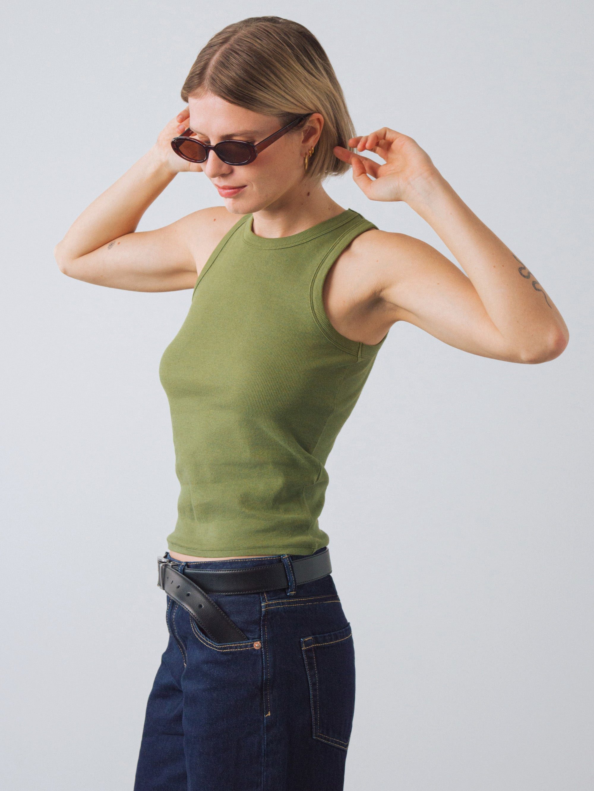 HONEST BASICS Tanktop Geripptes Racer-Top aus Bio- und recycelter Baumwolle
