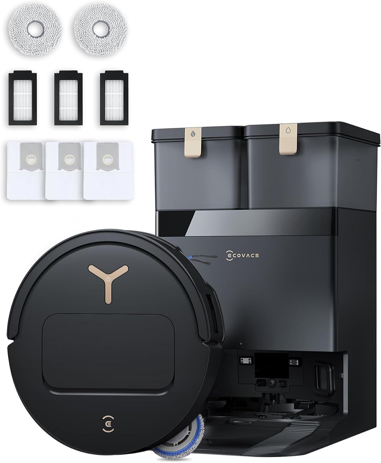 ECOVACS Saugroboter DEEBOT T50ProOmniGen3, 25000 Pa(Upgrade von T50 Pro Gen2/T50 Gen3), Reinigung des Mopps bei 75°C, Heißlufttrocknung, 81 mm, AIVI 3D 3.0, autom. Zugabe v. Reinigungslösung