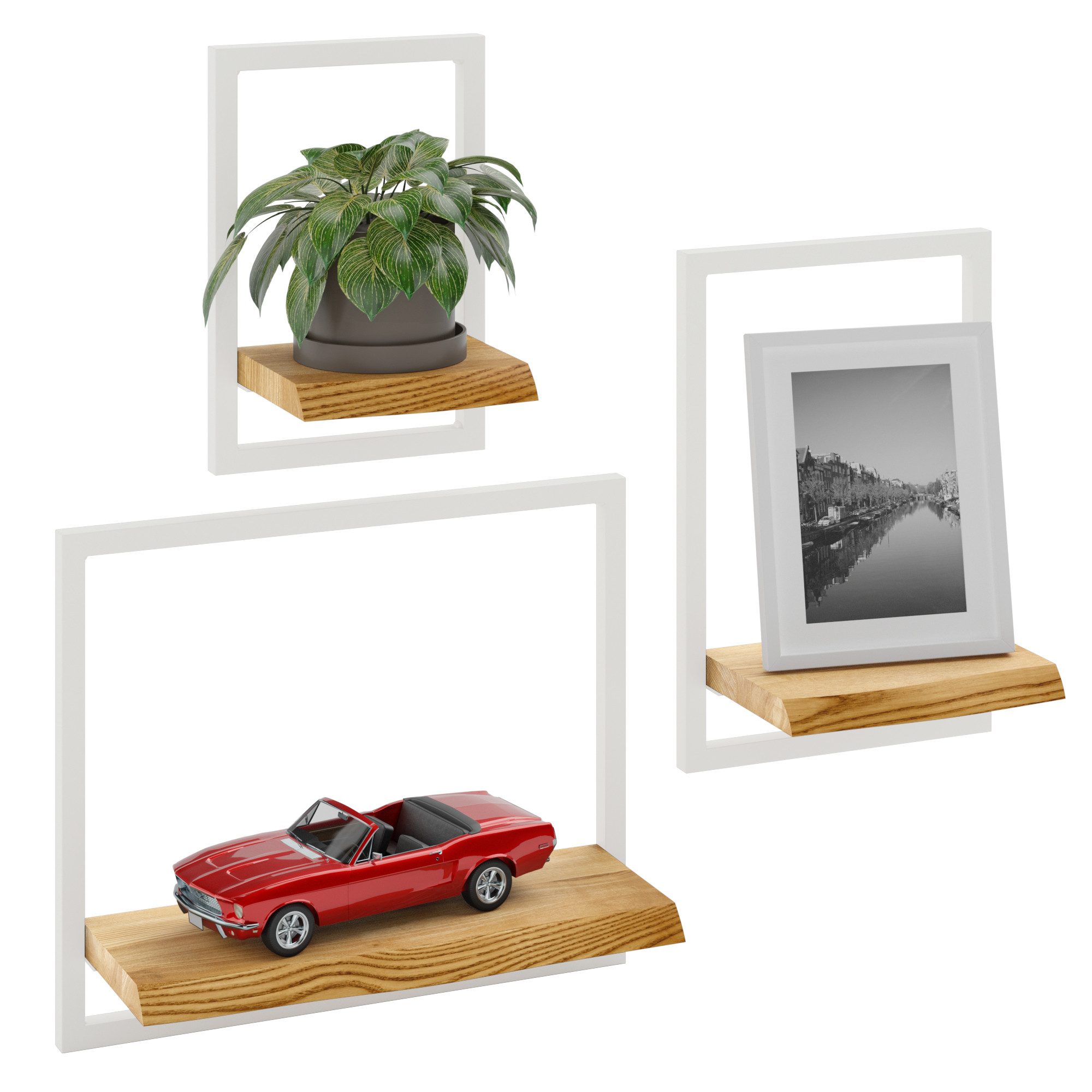 LAMO Manufaktur Wandregal Holz Set 3 St. 15/20/35cm Farbe: Rustikal, Rahmen günstig online kaufen