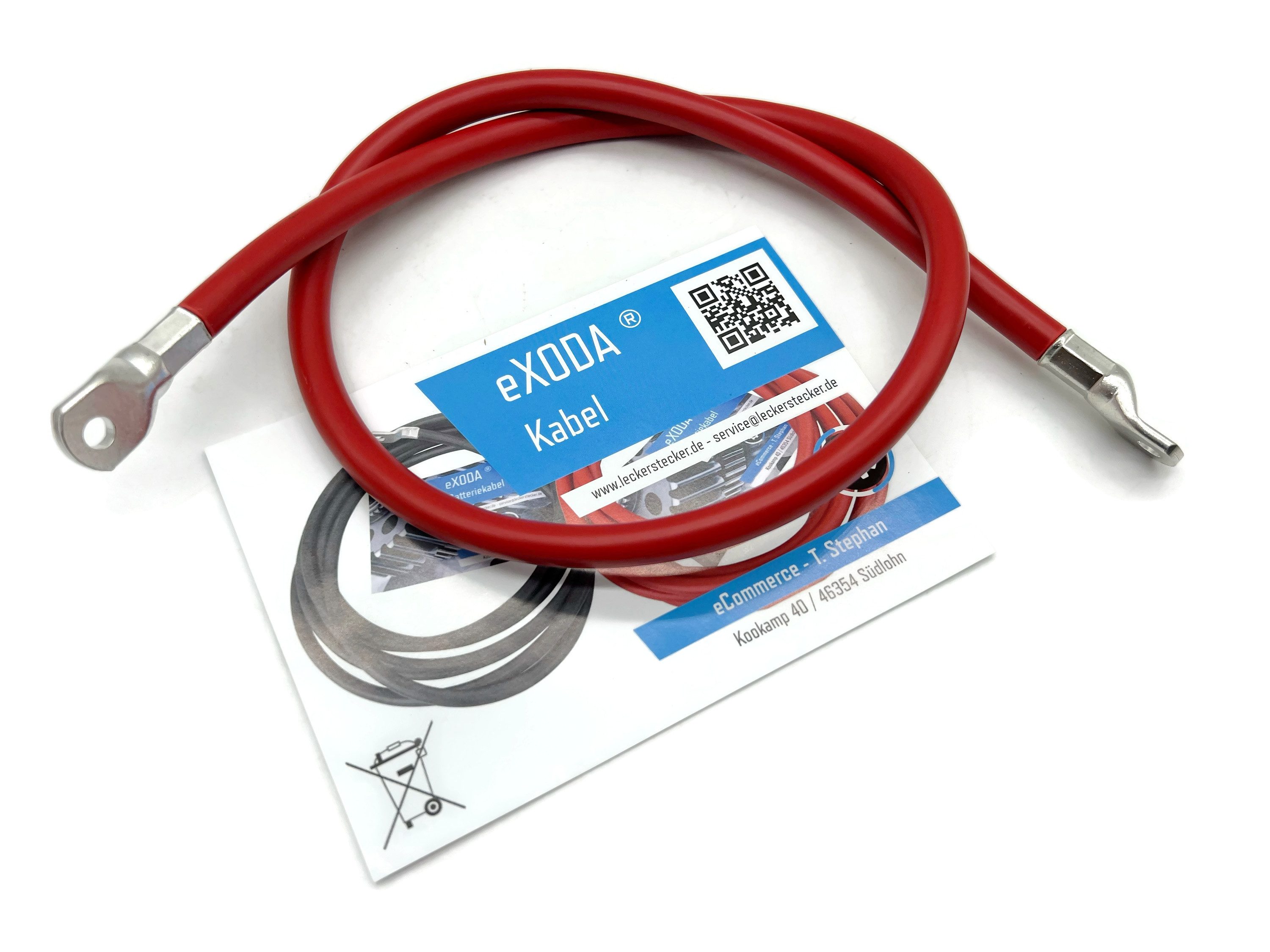 eXODA 35 mm2 M6 M6 Batteriekabel, Rot, (75 cm), 99% Kupfer