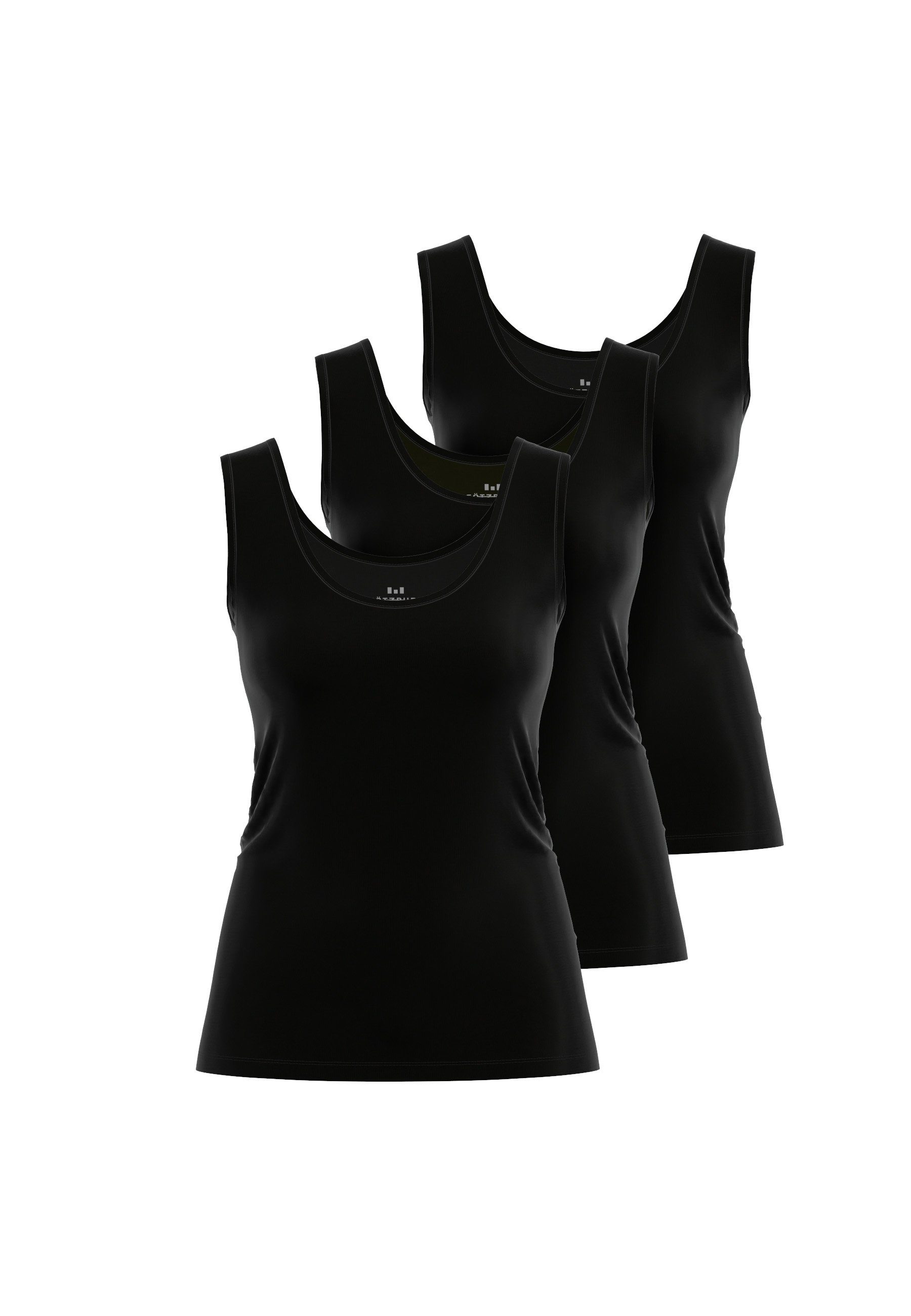 GÖTZBURG Unterhemd GÖTZBURG Damen Tank-Top schwarz uni 3er Pack (3-St) schwarz-dunkel-uni