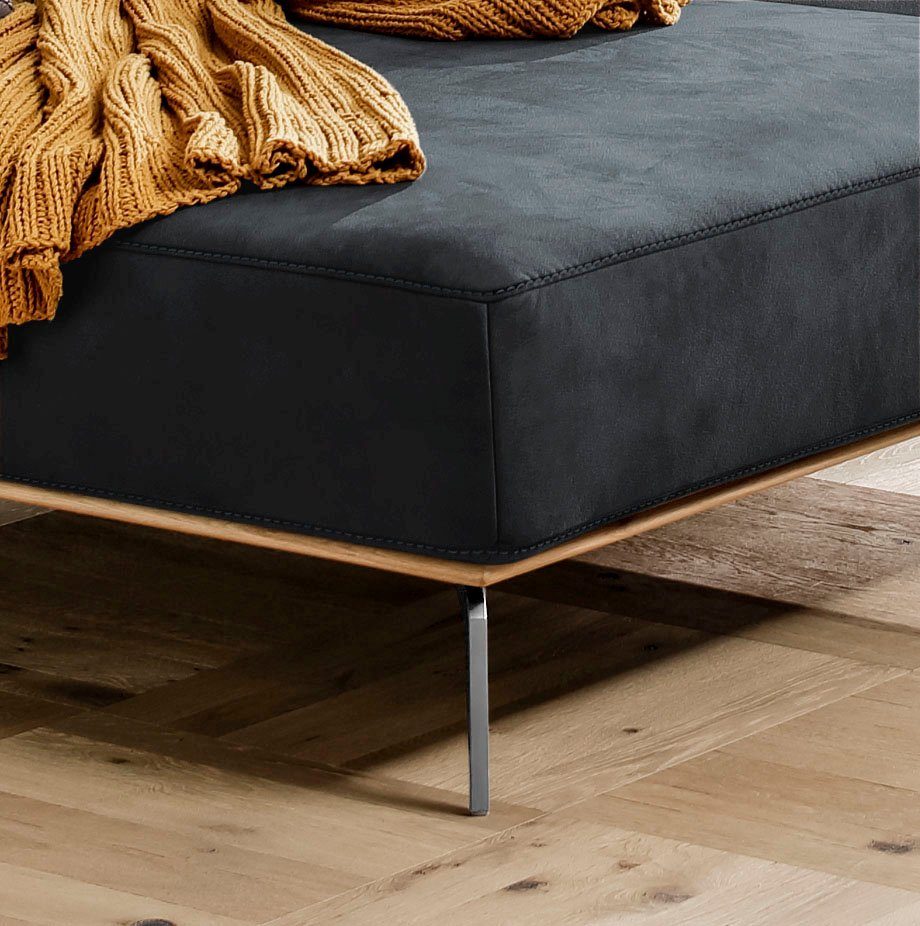 Breite Holzsockel, Füße 279 mit Chrom Ecksofa glänzend, W.SCHILLIG cm in run, elegantem