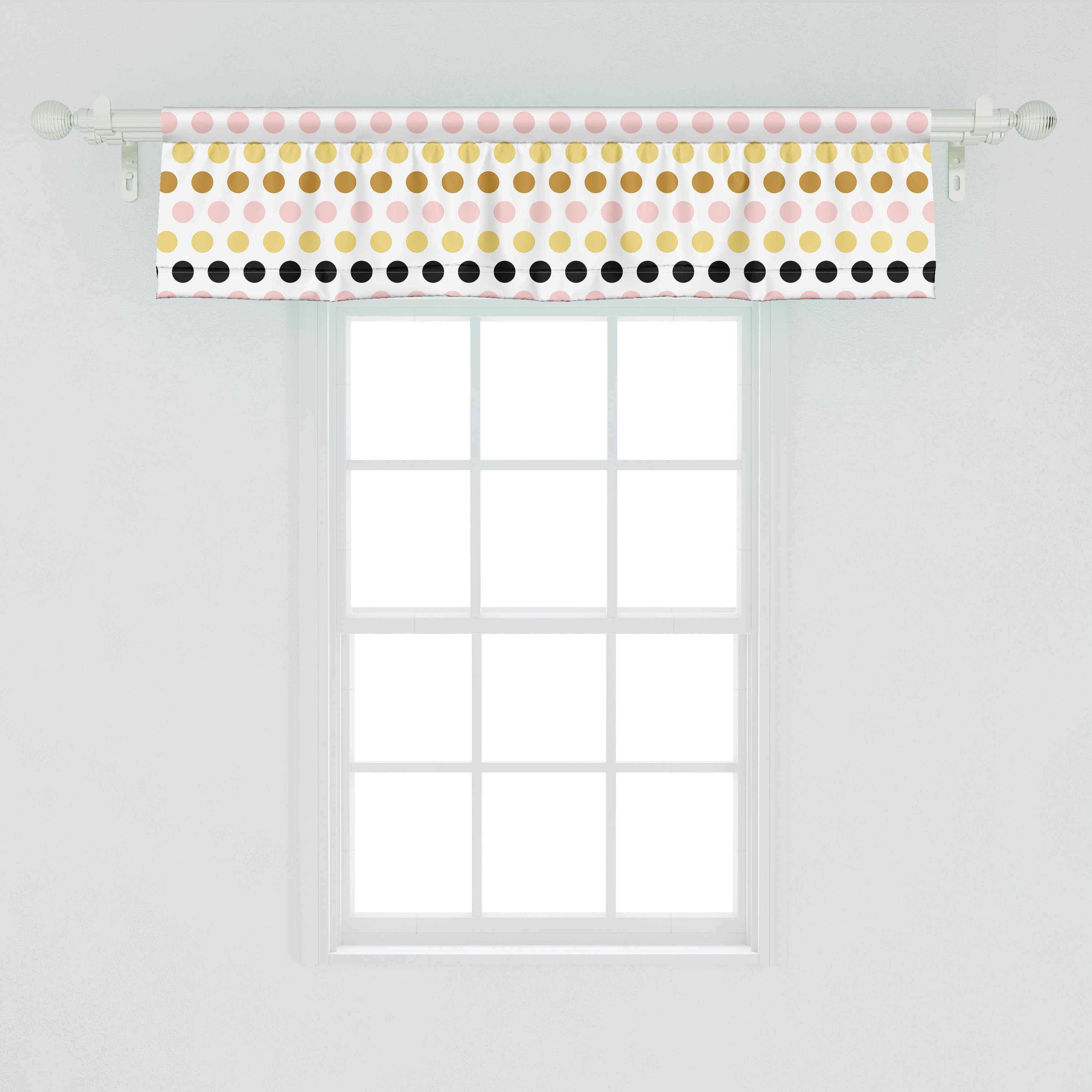 Küche Dekor Kunst Runde mit Microfaser, Scheibengardine Symmetrische Stangentasche, Vorhang Volant Abakuhaus, für Schlafzimmer Punktmuster