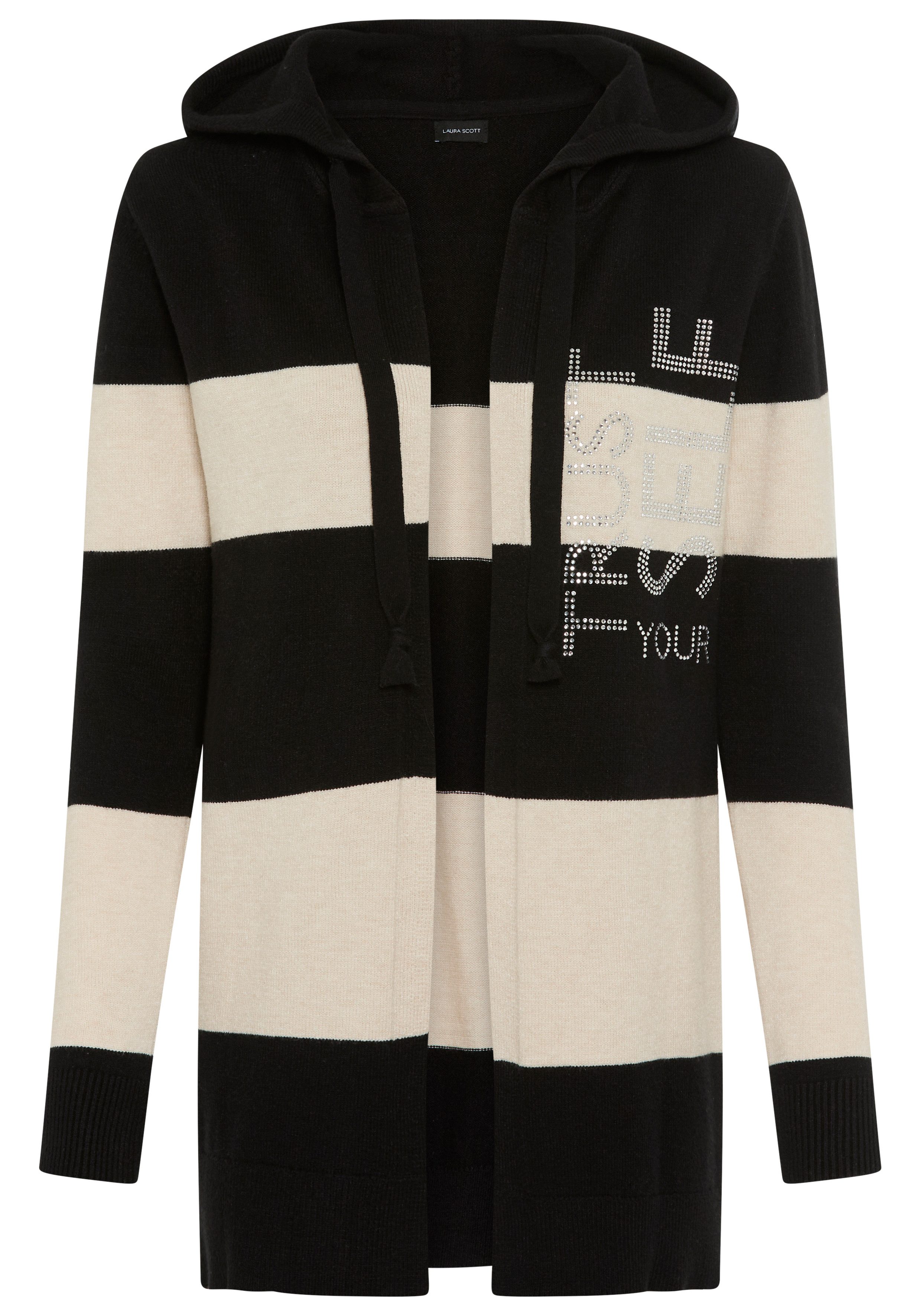 Laura Scott Kapuzenstrickjacke Winterstrick mit Streifen und Glitzerdetails - NEUE KOLLEKTION. Reduzierter Preis € 40,99. Unverbindliche Preisempfehlung € 49,99, (€ 40,99 pro 1 Stk)