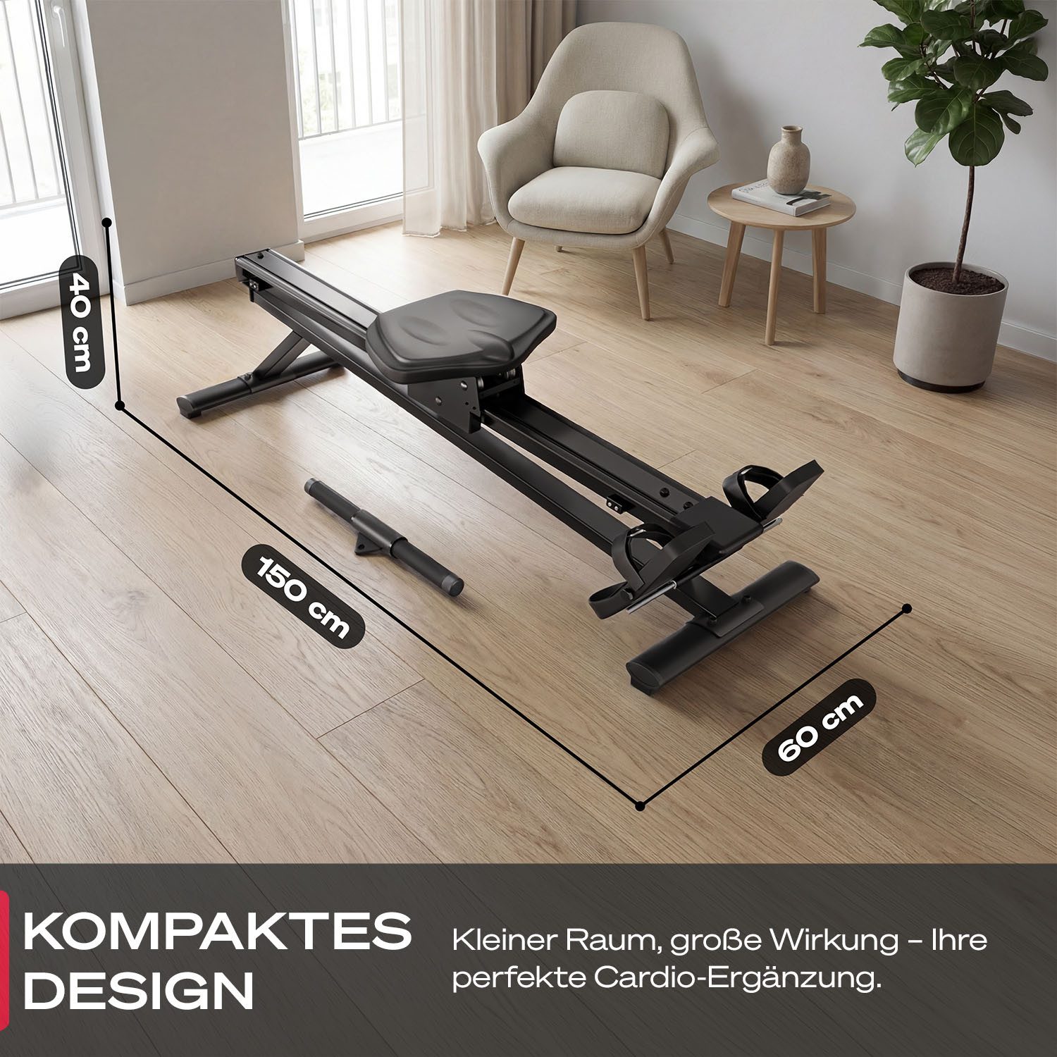 Sportstech Rudergerät sGymRower, Compact, Rudern am Kabelzug, passt ideal zur sGym Pro Kraftstation