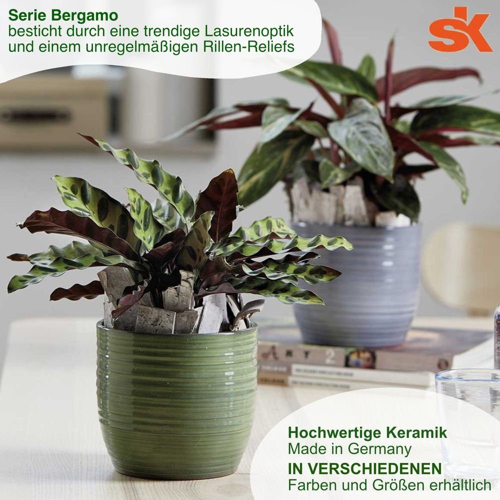 cm, Soendgen - Keramikübertopf Serie Bergamo Heimwerkercenter SK Übertopf hellgrau, Wohnambiente ø13 hochwertiges