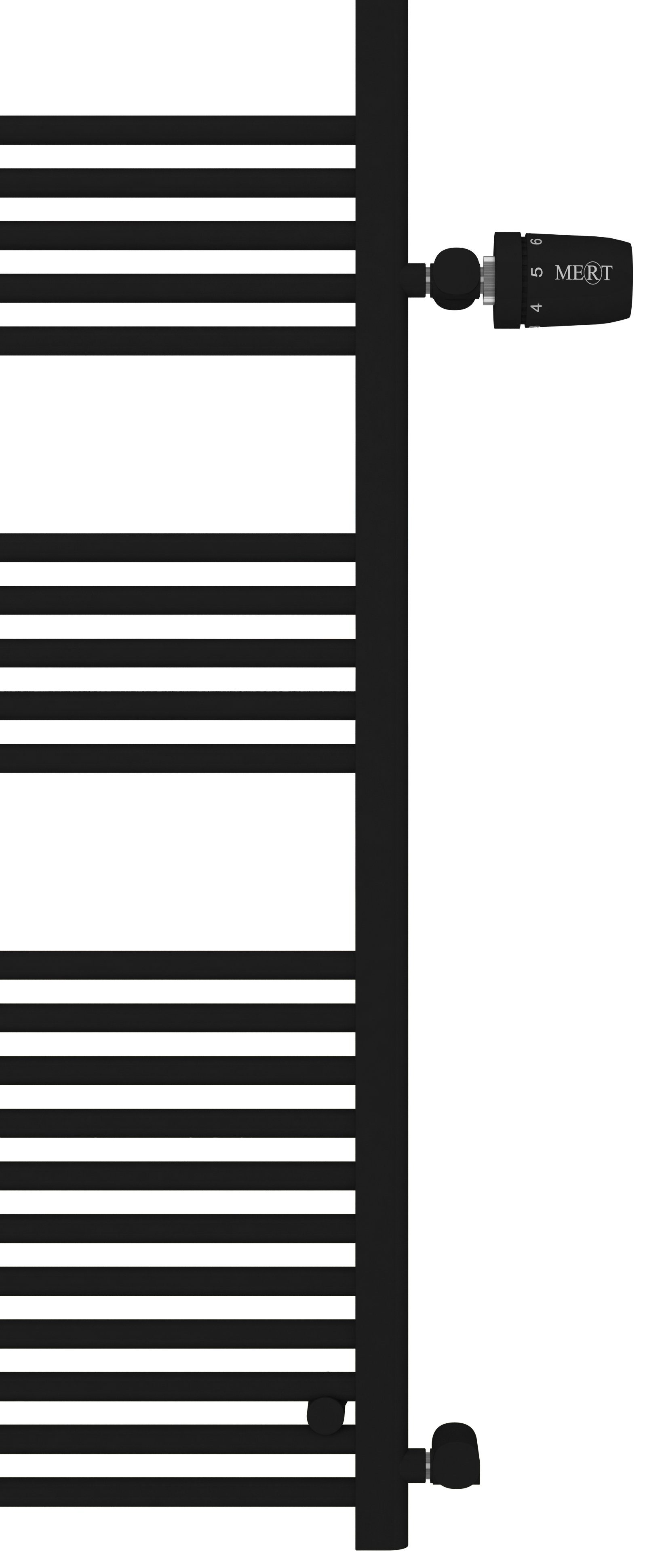 MERT Badheizkörper Handtuchheizkörper Schwarz Seitenanschluss Design Heizkörper