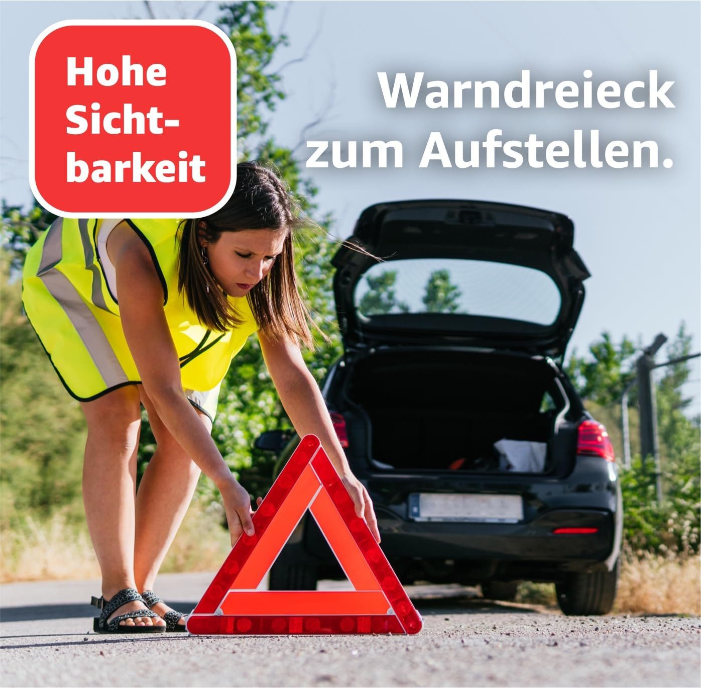 POWR Car Warndreieck Pannendreieck - Auto PKW Notfalldreieck StVO - Unfall ECE R27 2025, Packung, 1-tlg.