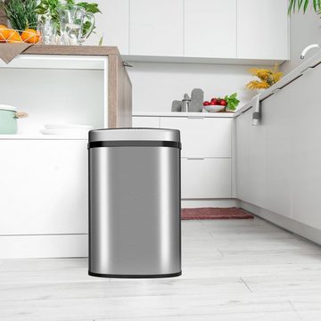 Juskys Mülleimer, 50 L, rostfrei, intelligenter Sensor, batteriebetrieben, geräuscharm