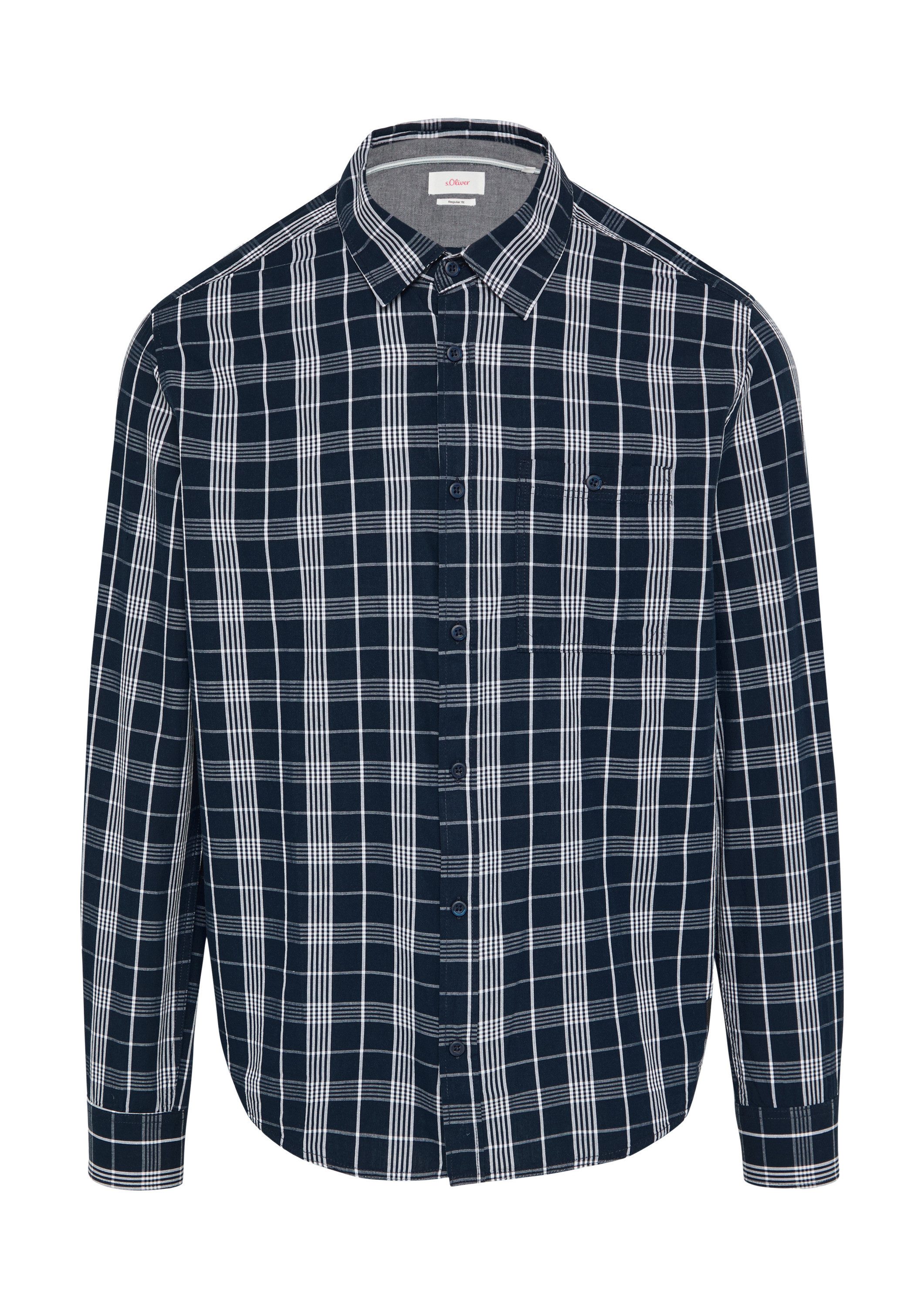 s.Oliver Langarmhemd Hemd Regular Fit: Kariertes Hemd mit Label-Patch günstig online kaufen