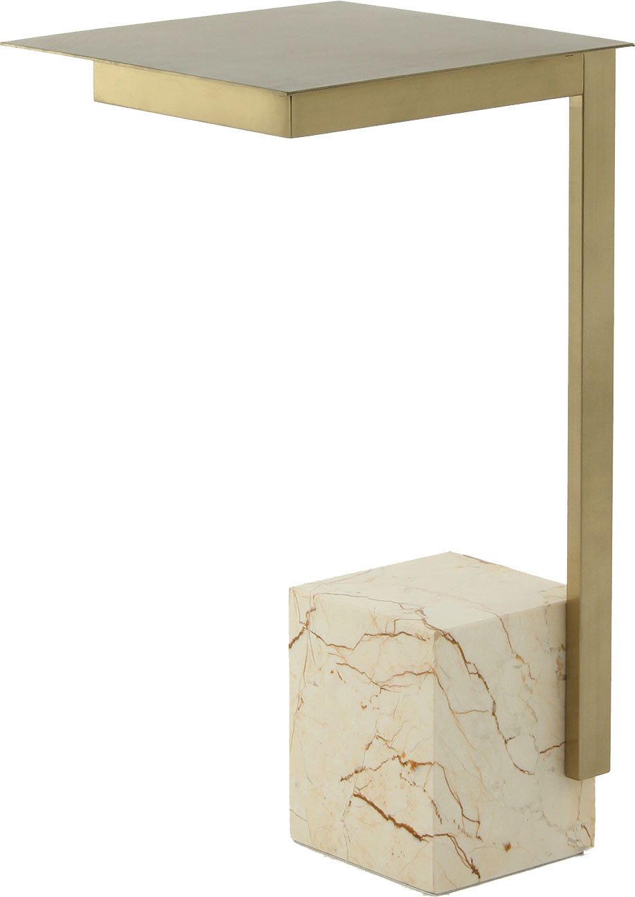 Kayoom Beistelltisch Oscar 225, Passender Marmorfuß in kantigem Design (1-St), Eckiger Marmorfuß, eckige Ablagefläche und Gestell aus Edelstahl