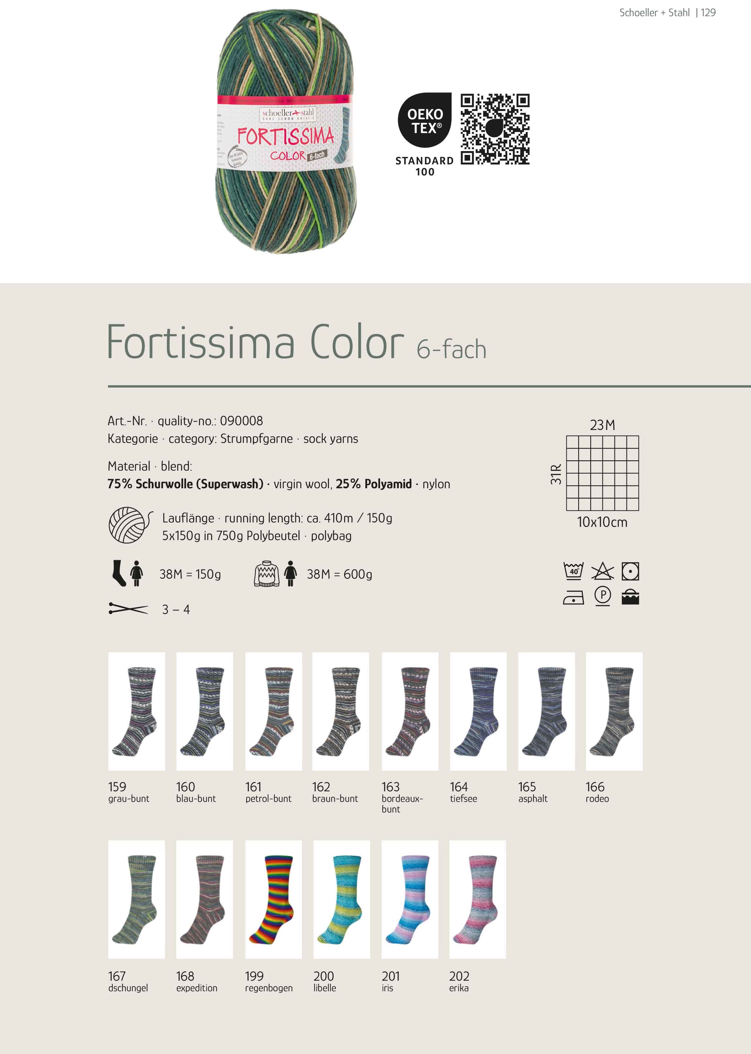 Schoeller + Stahl Fortissima Color 6-fach Häkelwolle, 410 m, pflegeleicht, formstabil und hoher Tragekomfort