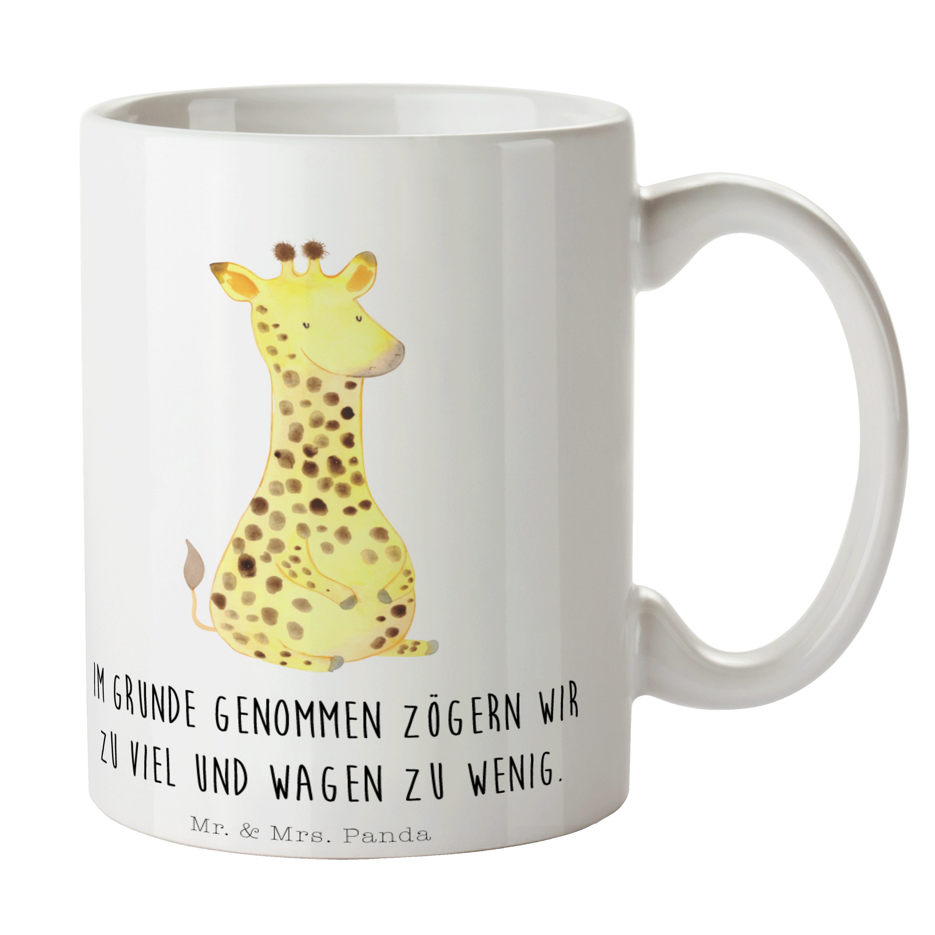 Mr. & Mrs. Panda Tasse Giraffe Zufrieden - Weiß - Geschenk, Kaffeetasse, Abenteuer, Glück, B, Keramik